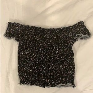 flower print garage over-the-shoulder top